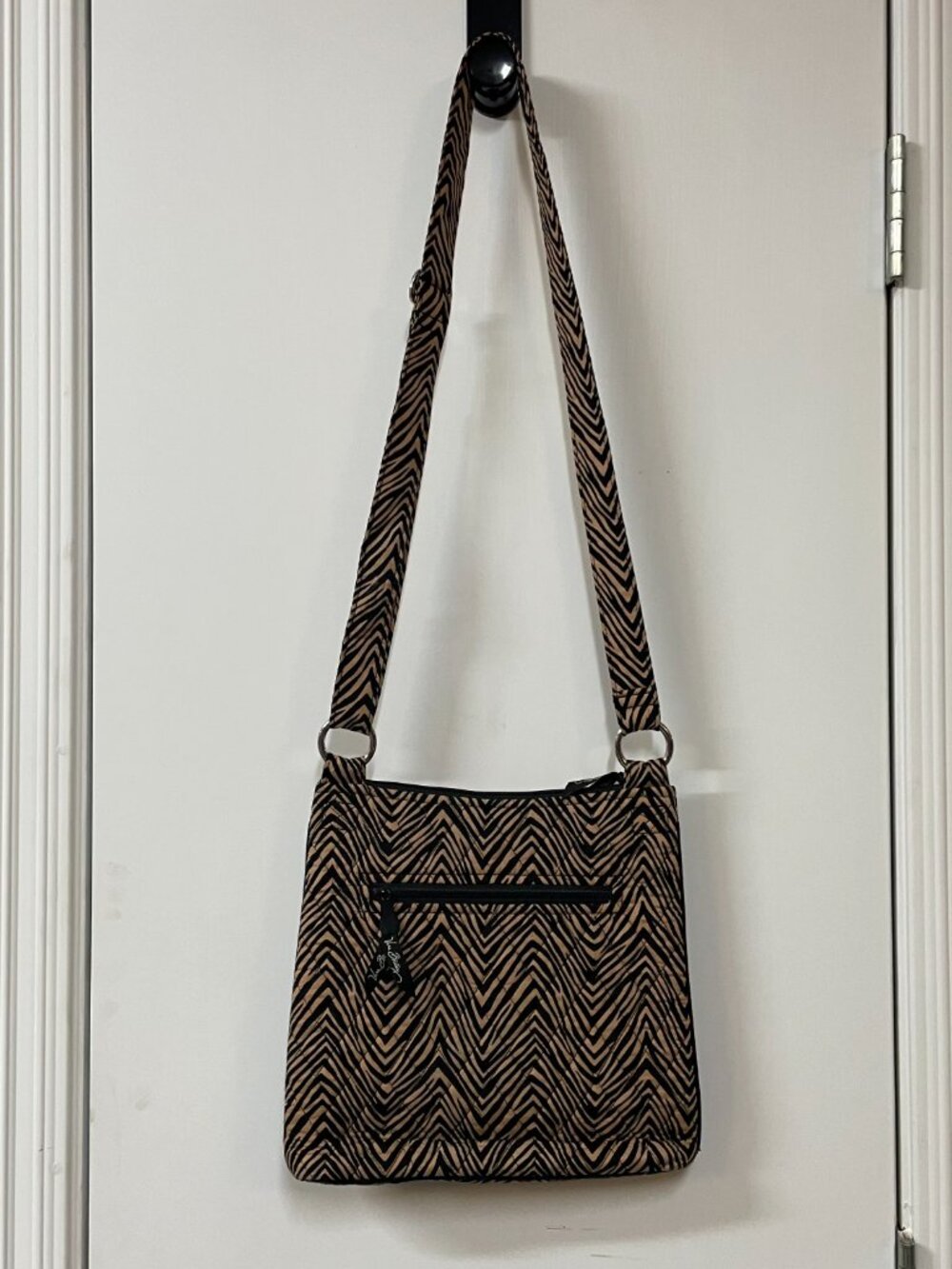 Vera Bradley Brown Black Zebra Pattern Cotton Crossbody Purse Bag - Picture 2 of 10